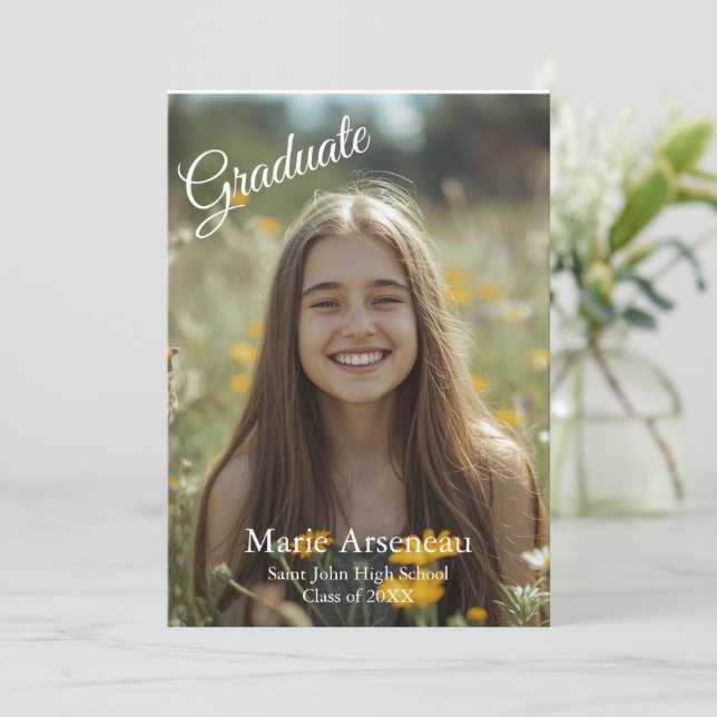 Cartes Pour Fêtes Annuelles  Simple Photo 'Graduate Announcement' Personalize (Debout devant)