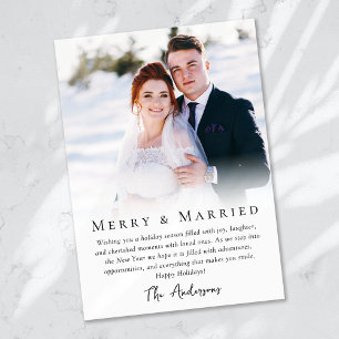Cartes Pour Fêtes Annuelles Simple Photo Joyeux & Mariés