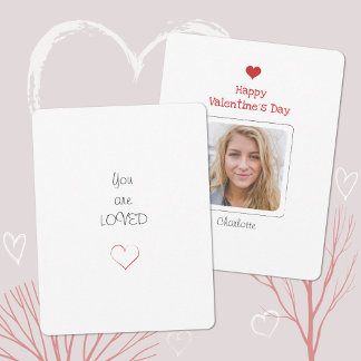 Cartes Pour Fêtes Annuelles Simple photo minimaliste Coeur rouge Saint Valenti