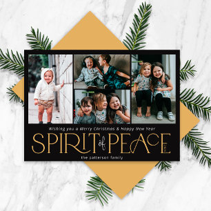 Cartes Pour Fêtes Annuelles Simple Photo Peace Black Gold