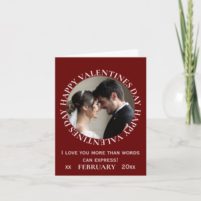 Cartes Pour Fêtes Annuelles Simple Photo Plié Rouge Foncé pour la Saint-Valent (Devant)