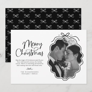 Cartes Pour Fêtes Annuelles Simple Photo Rétro Ondulé Noir Blanc
