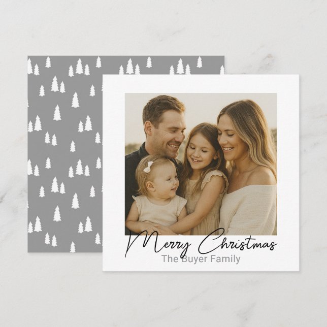 Cartes Pour Fêtes Annuelles Simple Pleasures One Photo Gray Christmas Card (Devant / Derrière)
