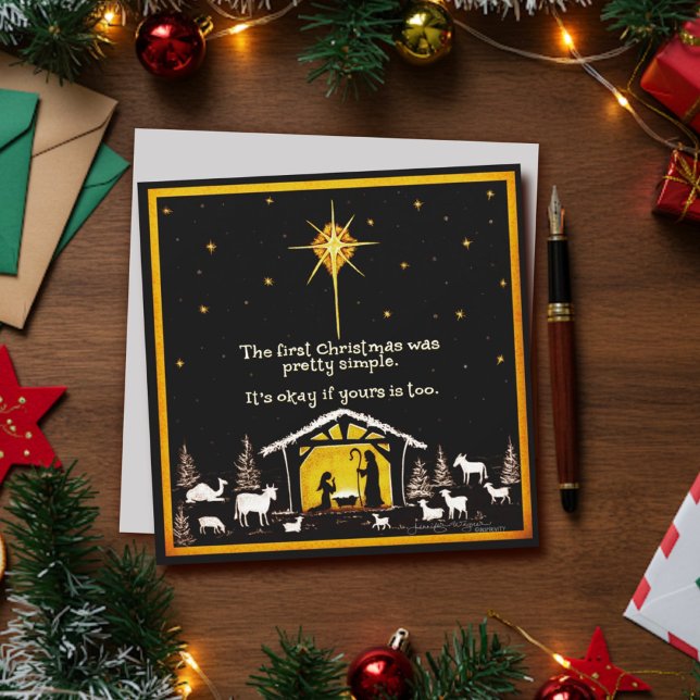 Cartes Pour Fêtes Annuelles Simple Première Noël Simple Crèche Inspirativité (Créateur téléchargé)