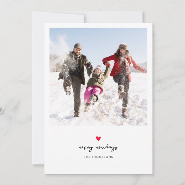 Cartes Pour Fêtes Annuelles Simple Red Heart Family Photo (Devant)