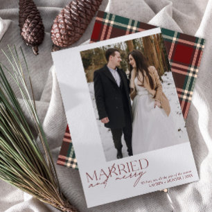 Cartes Pour Fêtes Annuelles Simple Red Plaid Marié & Joyeux Nouveaux mariés Ph