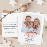 Cartes Pour Fêtes Annuelles Simple Retro 1 Photo Joyeux Noël brillant<br><div class="desc">Ce design festif Merry and Bright a été créé en utilisant une police de script moderne amusante et ma police de bloc lettrée à la main dans un style rétro en bleu et rouge aqua surmonté de mon chapeau de Père Noël peint à la main avec des saints et des...</div>