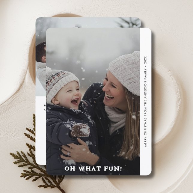 Cartes Pour Fêtes Annuelles Simple Rétro Oh Quel Amusant Noël Famille (Créateur téléchargé)