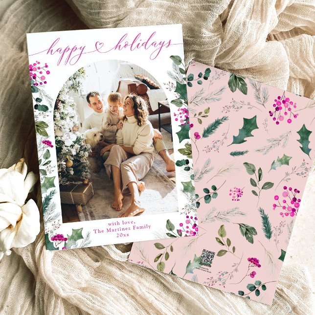 Cartes Pour Fêtes Annuelles Simple & Rose 1 Famille Arche Photo Noël  (Créateur téléchargé)