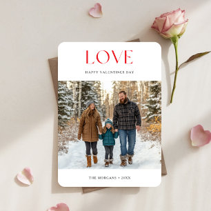 Cartes Pour Fêtes Annuelles Simple Rouge Amour Saint-Valentin Famille Photo Av