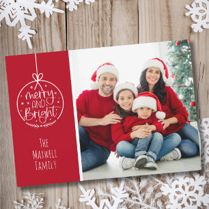 Cartes Pour Fêtes Annuelles Simple rouge blanc photo Joyeux Noël