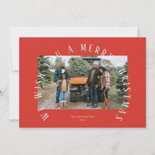 Cartes Pour Fêtes Annuelles Simple Rouge Cramoisi Courbé Joyeux Noël Photo