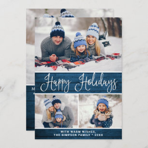 Cartes Pour Fêtes Annuelles Simple Rustic 4 PHOTO Noël Salutation