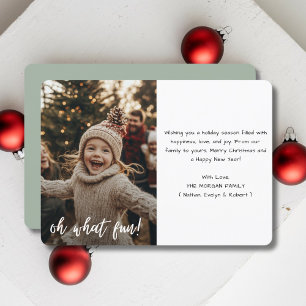 Cartes Pour Fêtes Annuelles Simple Sage Green Oh What Fun Christmas Baby Photo