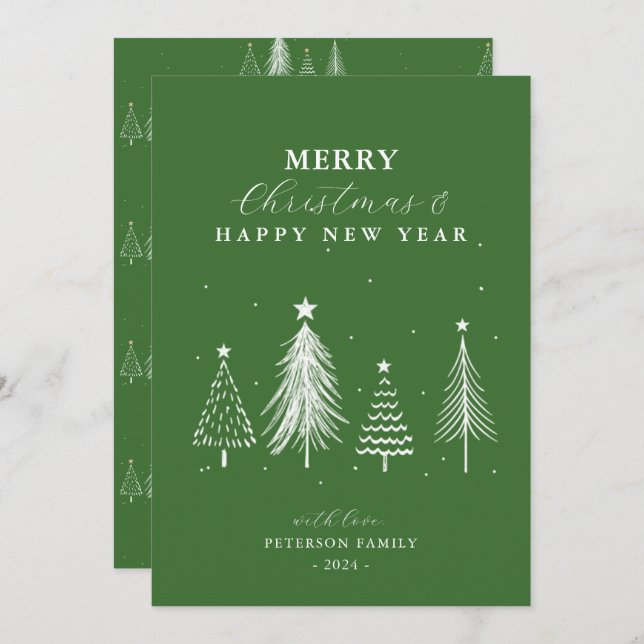 Cartes Pour Fêtes Annuelles Simple sapin de Noël Motif vertical (Devant / Derrière)