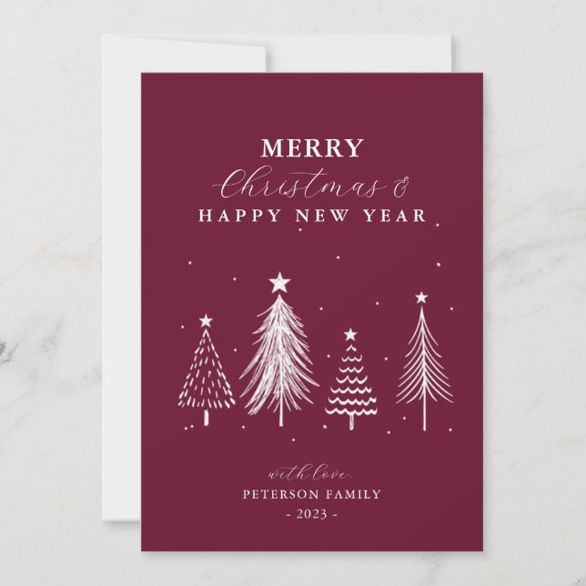 Cartes Pour Fêtes Annuelles Simple sapin de Noël Motif vertical (Devant)