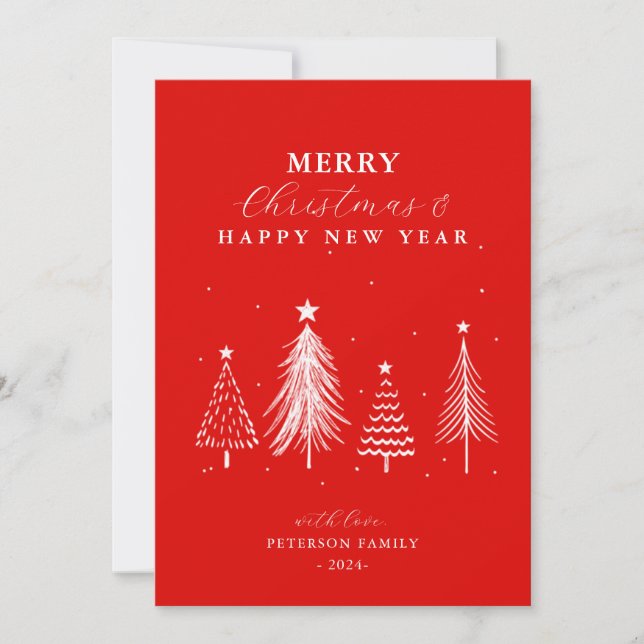 Cartes Pour Fêtes Annuelles Simple sapin de Noël Motif vertical (Devant)