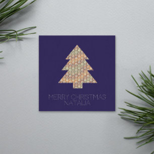 Cartes Pour Fêtes Annuelles Simple sapin de Noël Pastel Pois bleu marine