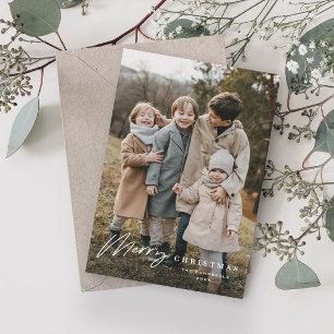 Cartes Pour Fêtes Annuelles Simple Script 3 Photo Joyeux Noël