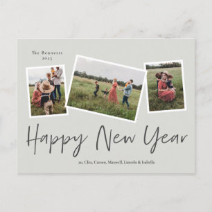 Cartes Pour Fêtes Annuelles Simple Script Bonne Année 3 Photo Collage