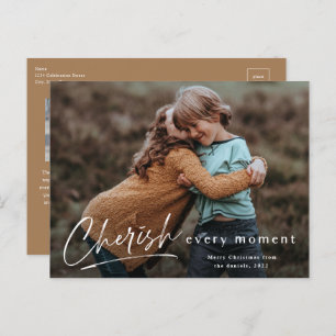 Cartes Pour Fêtes Annuelles Simple Script Cherish Chaque instant Photo Noël