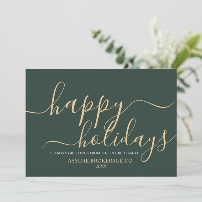 Cartes Pour Fêtes Annuelles Simple Script Happy Holidays Entreprise (Debout devant)