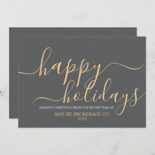 Cartes Pour Fêtes Annuelles Simple Script Happy Holidays Entreprise