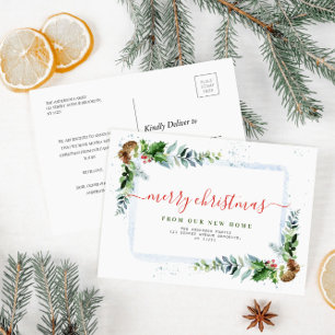 Cartes Pour Fêtes Annuelles Simple script Joyeux Noël annonce de déménagement
