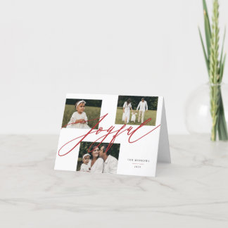 Cartes Pour Fêtes Annuelles Simple Script Joyeux Salut Photo Rouge