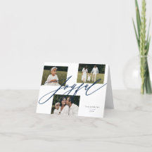Simple Script Joyful Greeting Blue Photo Plié