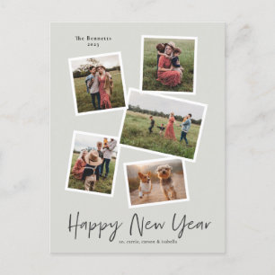 Cartes Pour Fêtes Annuelles Simple Script New Year 5 Photo Collage