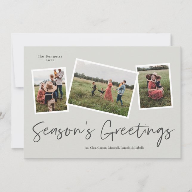 Cartes Pour Fêtes Annuelles Simple Script  Vœux de la saison 3 Photo (Devant)