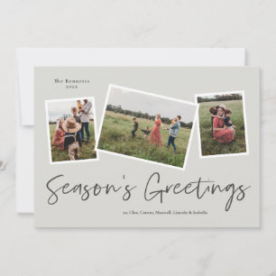 Cartes Pour Fêtes Annuelles Simple Script Vœux de saison 3 Photo