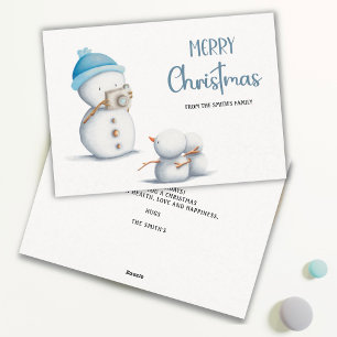 Cartes Pour Fêtes Annuelles Simple Snowman photographe Joyeux Noël