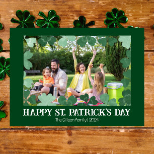 Cartes Pour Fêtes Annuelles Simple St. patrick jour photo de famille Shamrock