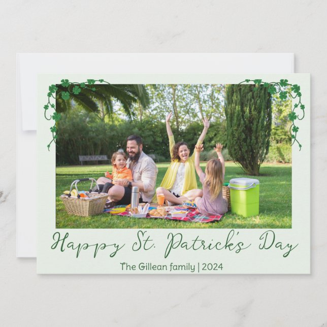 Cartes Pour Fêtes Annuelles Simple St. patrick jour photo de famille Shamrock (Devant)