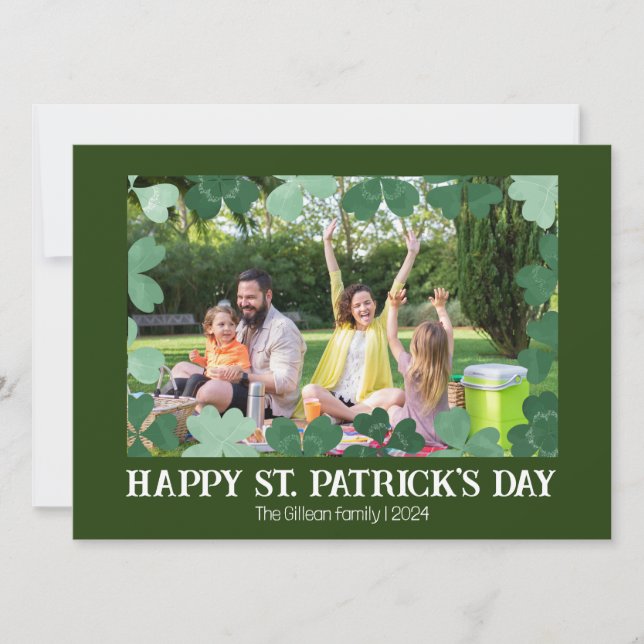 Cartes Pour Fêtes Annuelles Simple St. patrick jour photo de famille Shamrock (Devant)