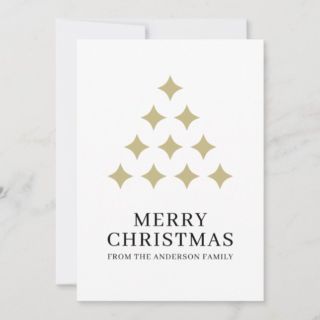 Cartes Pour Fêtes Annuelles Simple star tree white Merry Christmas  (Devant)