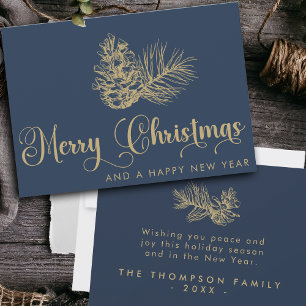 Cartes Pour Fêtes Annuelles Simple stylé Botanique Joyeux Noël Script