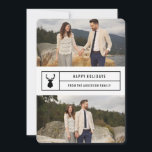 Cartes Pour Fêtes Annuelles Simple taille en blanc<br><div class="desc">Envoyez la fête avec un carte photo chic ! Ce design multi-photo branché présente un thème noir et blanc avec une silhouette de cerf et un motif d'arbre de Noël coordonné. Pour une personnalisation plus avancée de ce design, il suffit de cliquer sur le bouton "Customiser" ci-dessus ! Toutes les...</div>