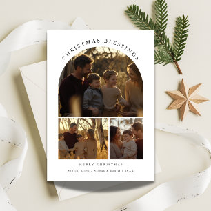 Cartes Pour Fêtes Annuelles Simple Typographie Arc 3 Photo Bénédiction de Noël