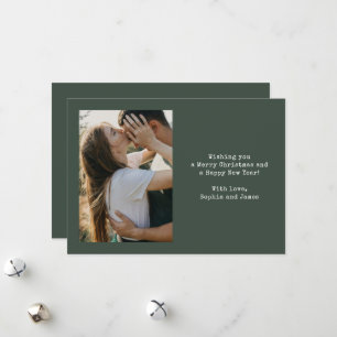 Cartes Pour Fêtes Annuelles Simple Typography Couple Photo Noël Vert