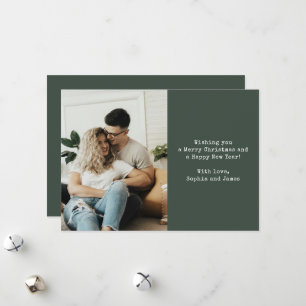 Cartes Pour Fêtes Annuelles Simple Typography Couple Photo Noël Vert