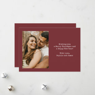 Cartes Pour Fêtes Annuelles Simple Typography Couple Photo Rouge Noël