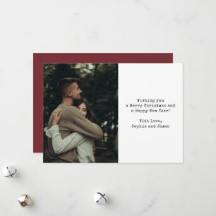 Cartes Pour Fêtes Annuelles Simple Typography Couple Photo Rouge Noël