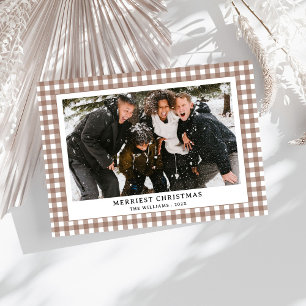 Cartes Pour Fêtes Annuelles Simple Vintage Vert En vichy Plaid Photo Noël