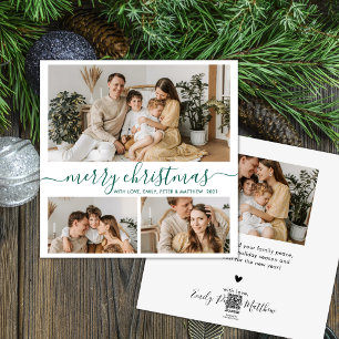 Cartes Pour Fêtes Annuelles Simple White Green 3 Photo Collage Noël