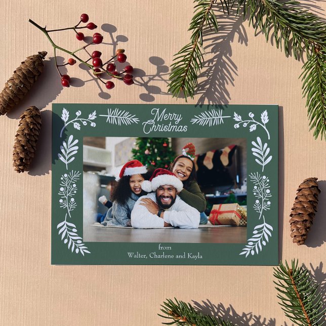 Cartes Pour Fêtes Annuelles Simple Winter Foliage Single Photo Horizontal (Créateur téléchargé)