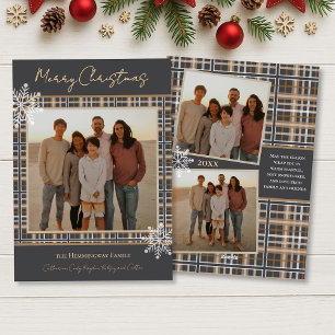 Cartes Pour Fêtes Annuelles Simplement élégant gris taupe carreau de Noël