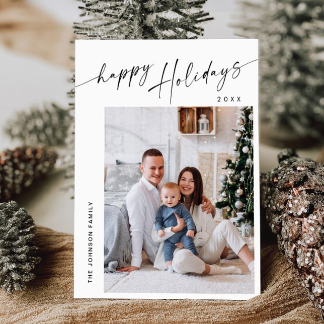 Cartes Pour Fêtes Annuelles Simplement élégant PHOTO Design Salutation de Noël (Créateur téléchargé)